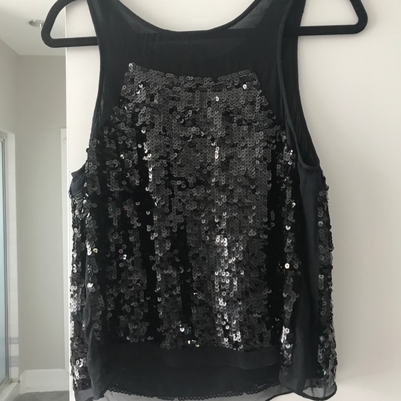 MM Couture by Miss Me Sheer Black Sequin Tank M - Picture 5 of 6
